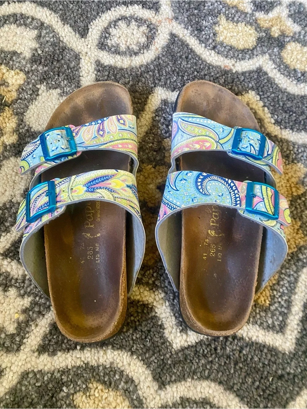 Birkenstock Papillio Arizona Sandals Paisley Blue Pink Size 41 US 8